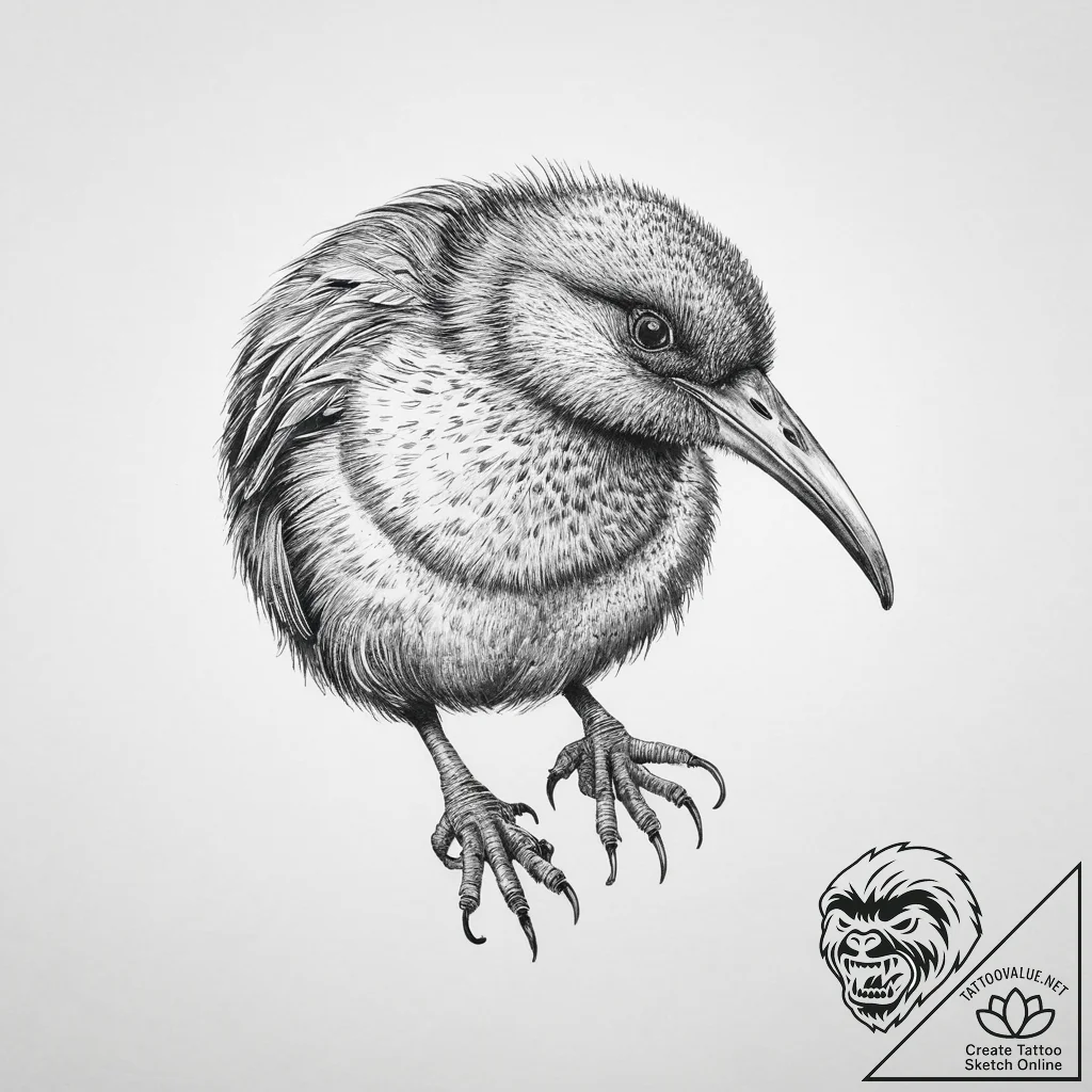 Tattoo sketch kiwi bird - tattoo sketch (№1756215994_0, 26.08.2025 13:46) — tattoovalue.net