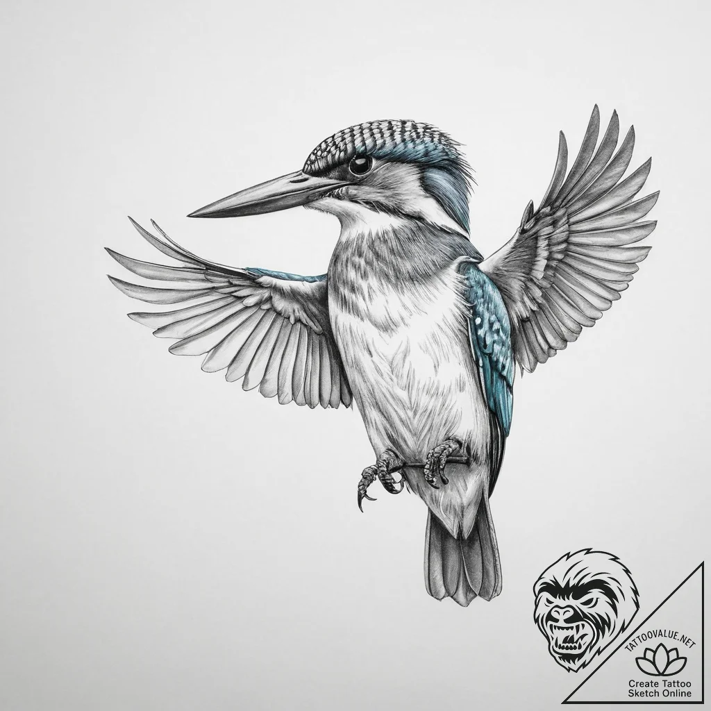 Tattoo sketch kingfisher - tattoo sketch (№1756216198_0, 26.08.2025 13:49) — tattoovalue.net