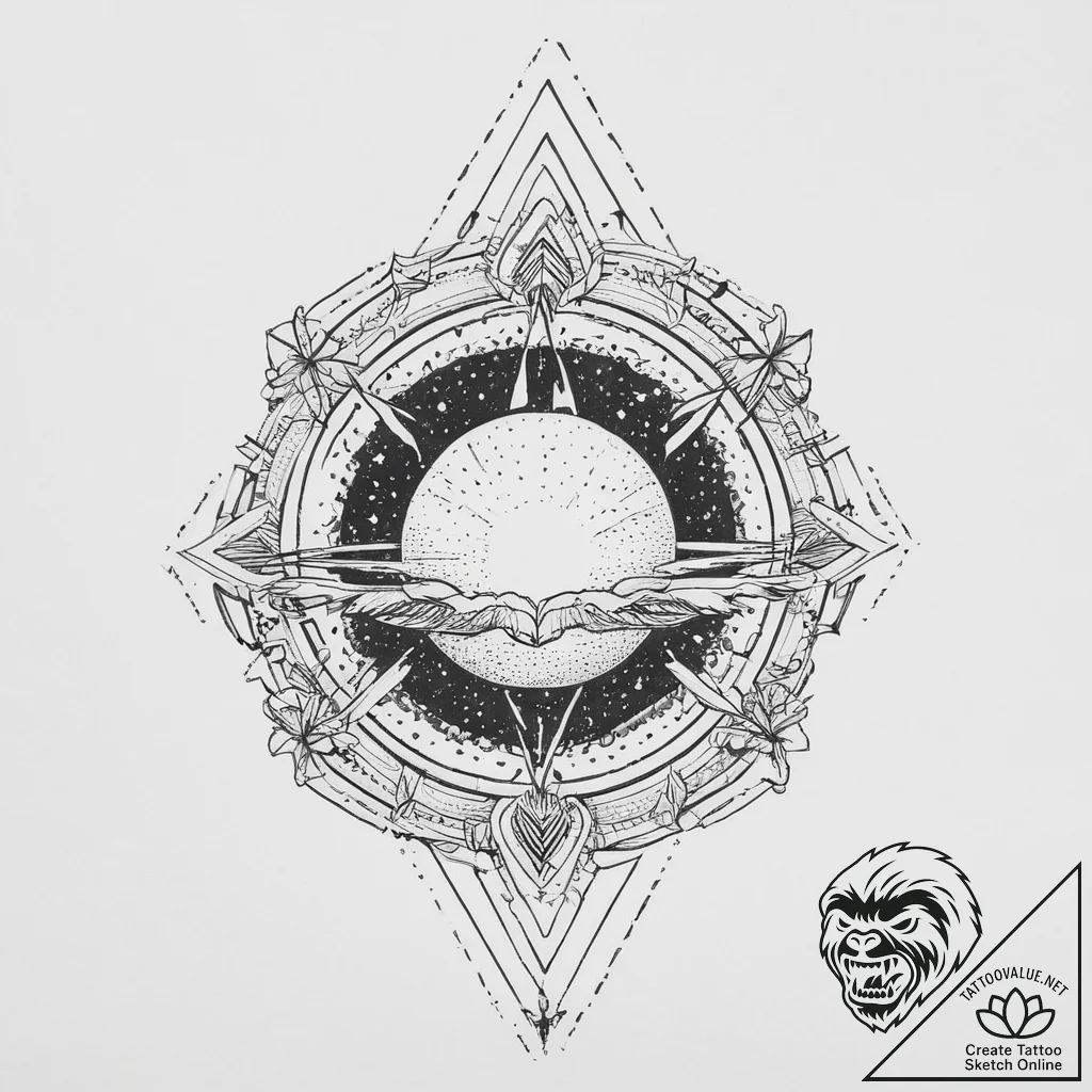 Tattoo sketch cosmic scene, concept art for t... - tattoo sketch (№1756216999_0, 26.08.2025 14:03) — tattoovalue.net