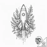 Tattoo sketch rocket with a plant, tattoo dra… – tattoo sketch (№1756217201_0, 26.08.2025 14:06) — tattoovalue.net