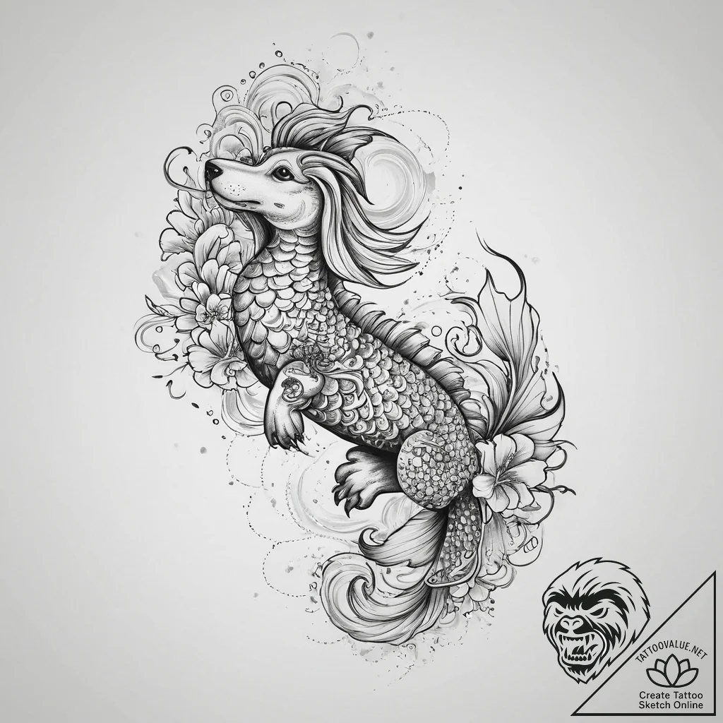 Tattoo sketch dachshund, ink illustration for... - tattoo sketch (№1756219212_0, 26.08.2025 14:40) — tattoovalue.net