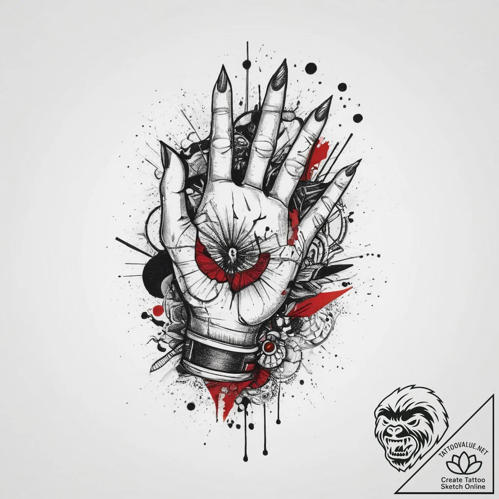 Tattoo sketch hand, ink illustration for tatt... - tattoo sketch (№1756222029_0, 26.08.2025 15:27) — tattoovalue.net