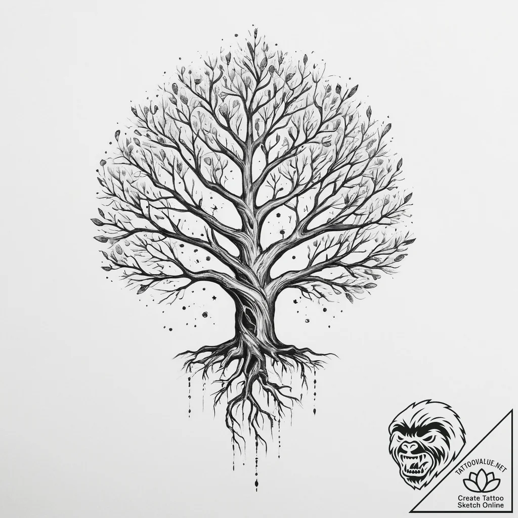 Tattoo sketch cosmic root - tattoo sketch (№1756222233_0, 26.08.2025 15:30) — tattoovalue.net