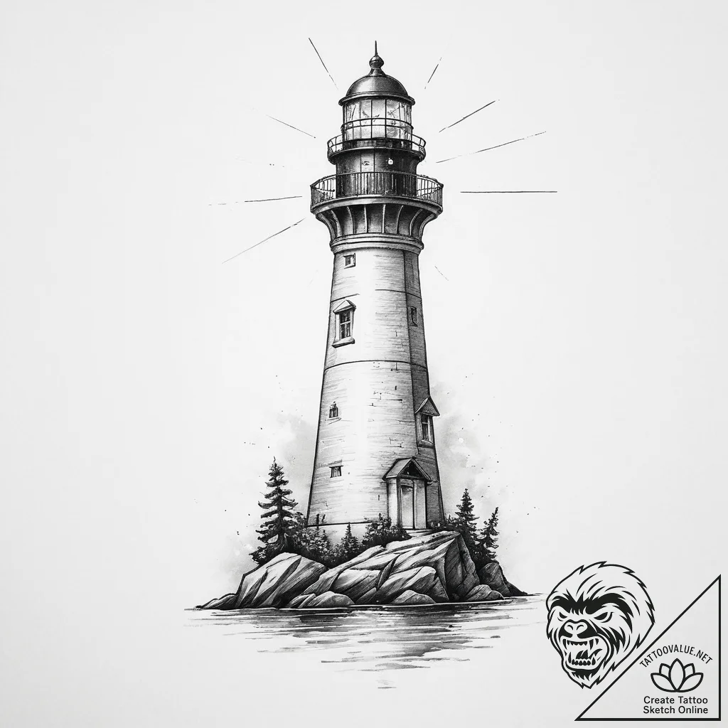 Tattoo sketch lighthouse - tattoo sketch (№1756223037_0, 26.08.2025 15:43) — tattoovalue.net