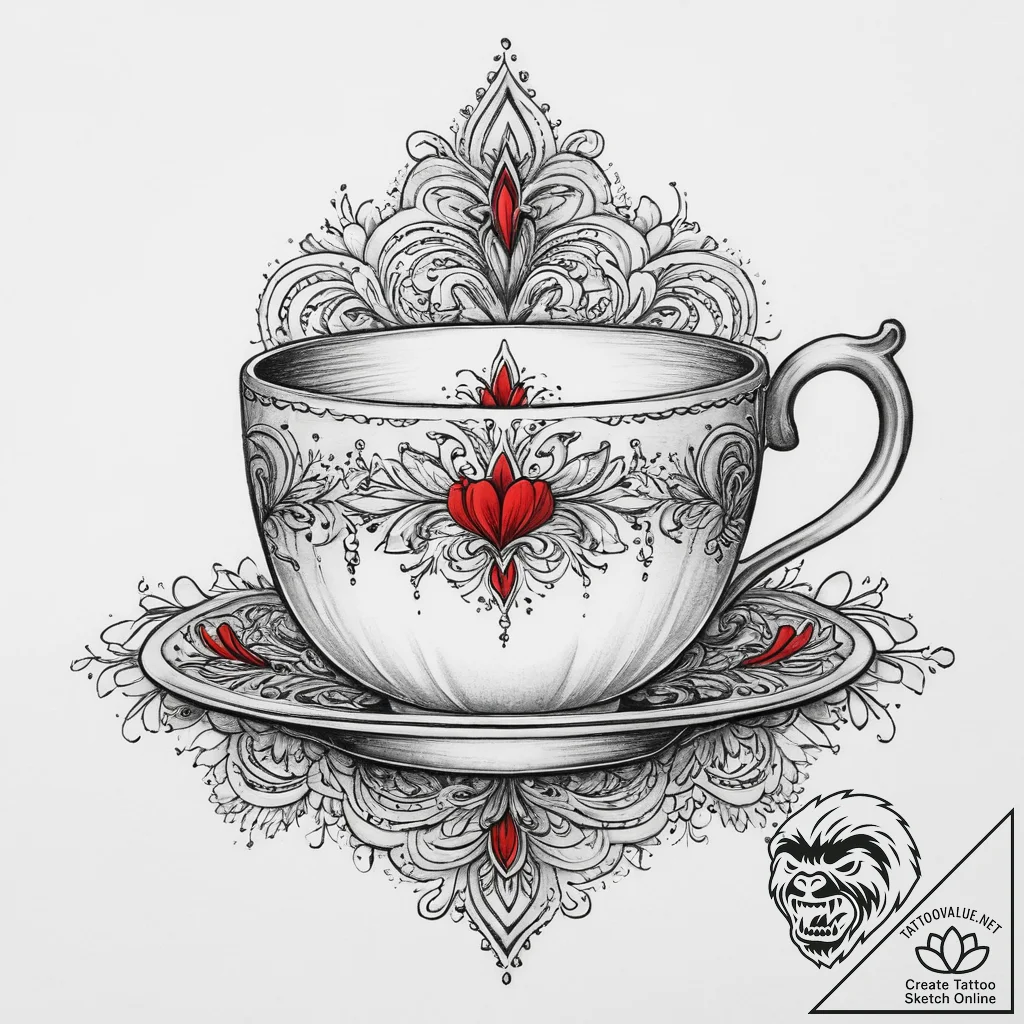 Tattoo sketch teacup tattoo, tattoo flash she... - tattoo sketch (№1756223233_0, 26.08.2025 15:47) — tattoovalue.net