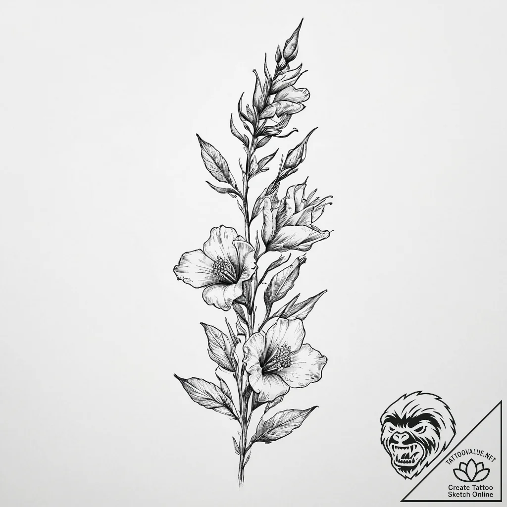 Tattoo sketch foxglove flower, tattoo sketch... - tattoo sketch (№1756223836_0, 26.08.2025 15:57) — tattoovalue.net