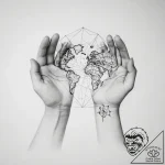 Tattoo sketch hands with a map – tattoo sketch (№1756225650_0, 26.08.2025 16:27) — tattoovalue.net