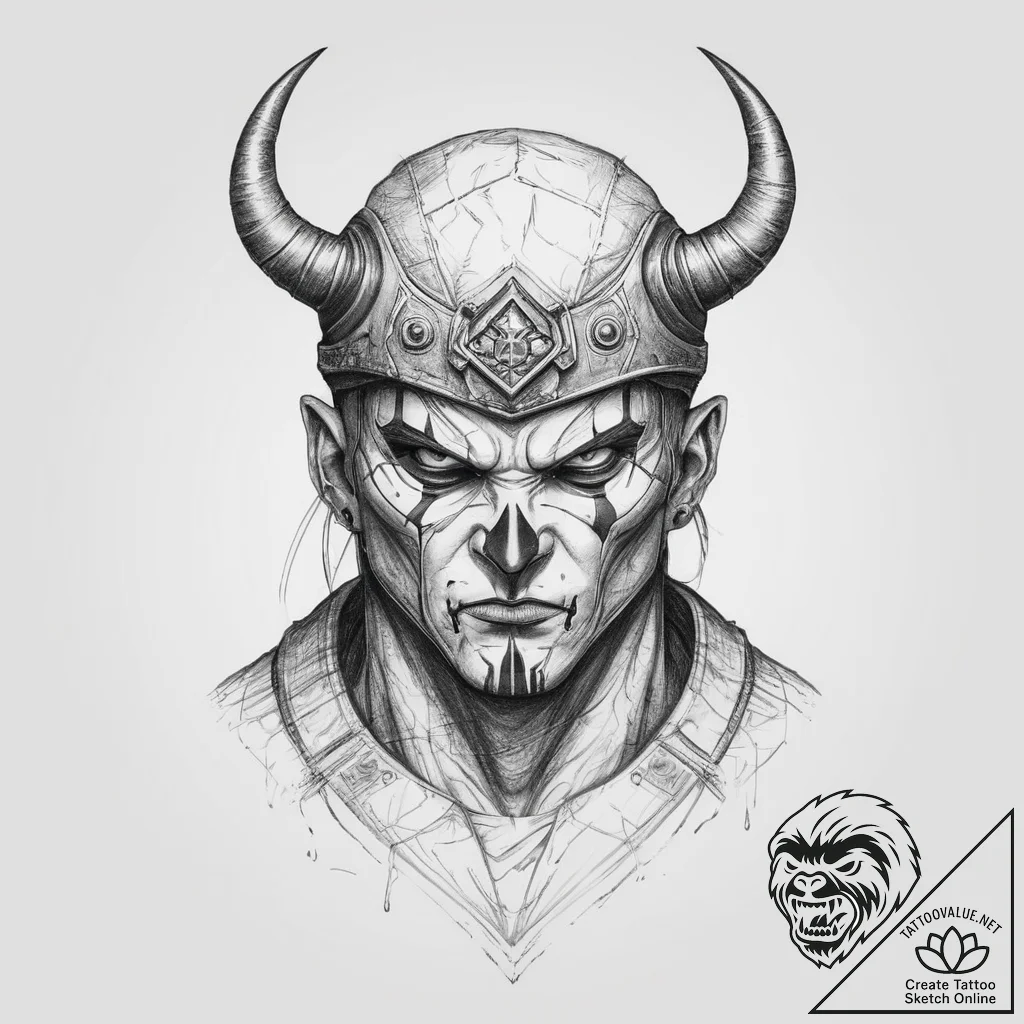Tattoo sketch soldier with a demon, concept a... - tattoo sketch (№1756226249_0, 26.08.2025 16:37) — tattoovalue.net