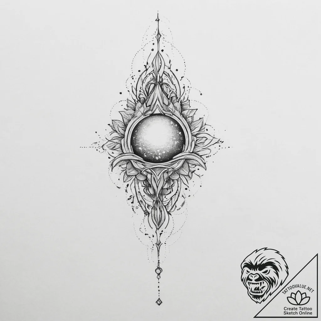 Tattoo sketch cosmic fount, artistic tattoo s... - tattoo sketch (№1756228053_0, 26.08.2025 17:07) — tattoovalue.net