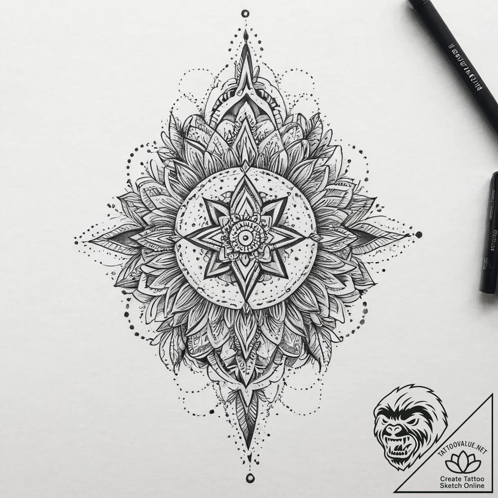 Tattoo sketch blessed being, tattoo flash she... - tattoo sketch (№1756228452_0, 26.08.2025 17:14) — tattoovalue.net