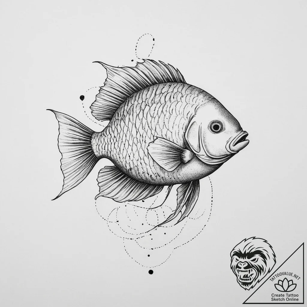Tattoo sketch tilapia, tattoo drawing outline... - tattoo sketch (№1756229849_0, 26.08.2025 17:37) — tattoovalue.net