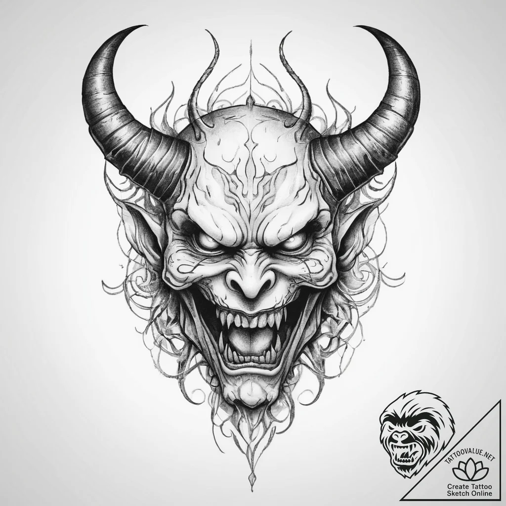 Tattoo sketch узор в виде демона - tattoo sketch (№1756230445_0, 26.08.2025 17:47) — tattoovalue.net