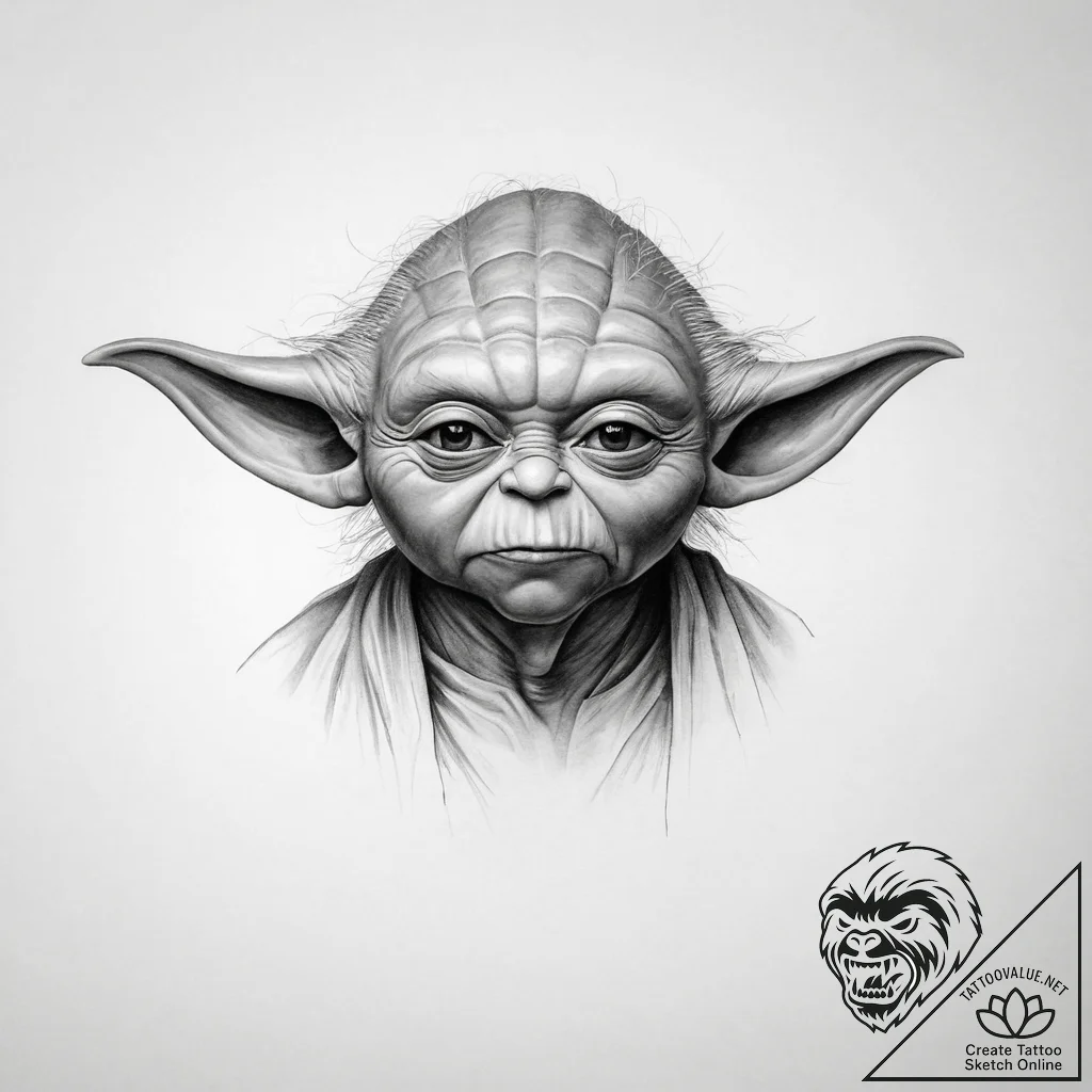 Tattoo sketch yoda portrait, artistic tattoo... - tattoo sketch (№1756231455_0, 26.08.2025 18:04) — tattoovalue.net