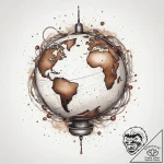 Tattoo sketch globe, ink illustration for tat… – tattoo sketch (№1756231653_0, 26.08.2025 18:07) — tattoovalue.net