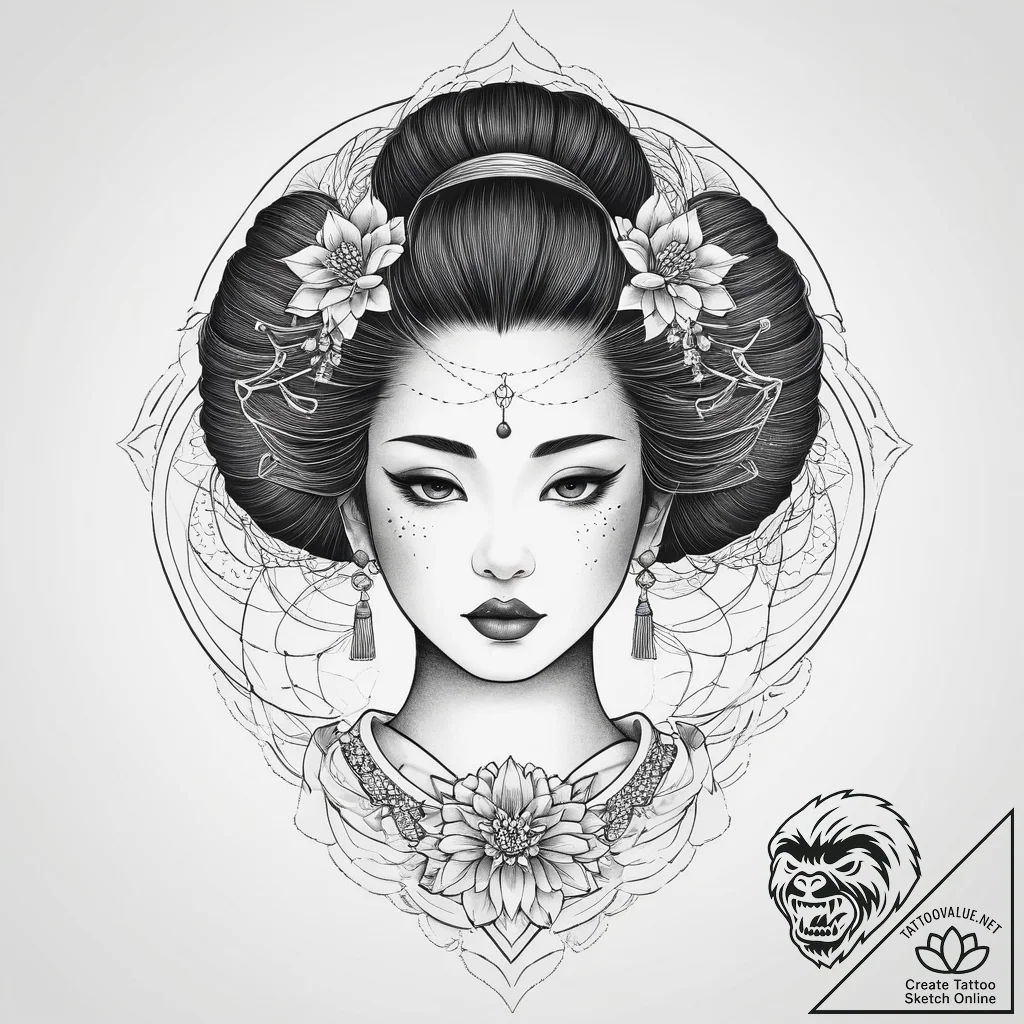 Tattoo sketch irezumi гейша, tattoo flash she... - tattoo sketch (№1756232455_0, 26.08.2025 18:20) — tattoovalue.net