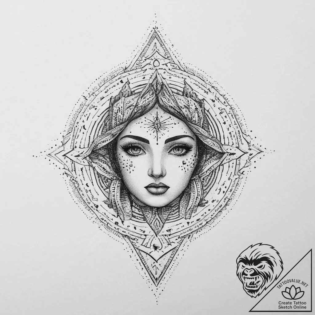 Tattoo sketch cosmic person, concept art for... - tattoo sketch (№1756232852_0, 26.08.2025 18:27) — tattoovalue.net