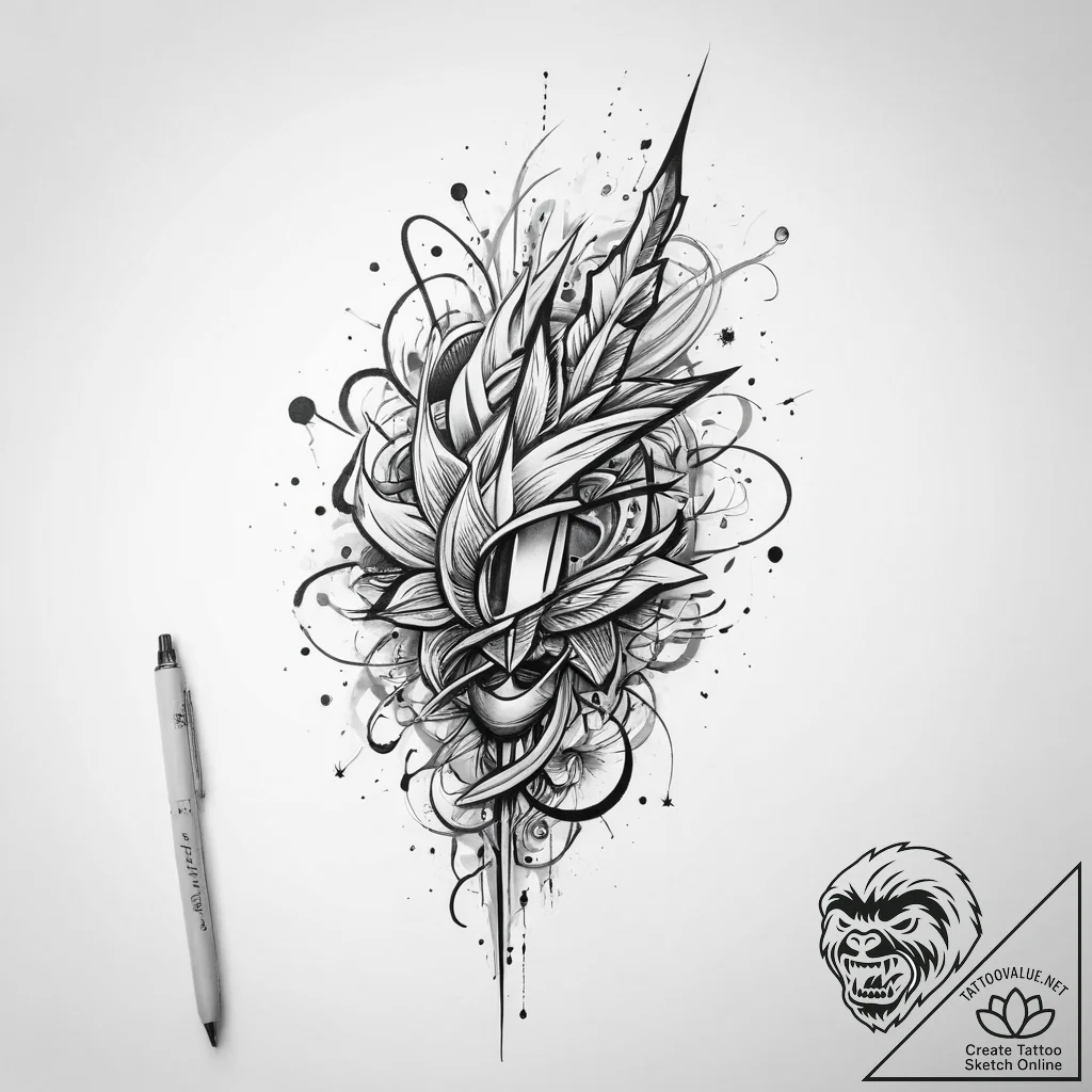 Tattoo sketch magical pen, tattoo line art, n... - tattoo sketch (№1756234245_0, 26.08.2025 18:50) — tattoovalue.net