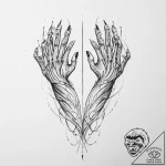 Tattoo sketch ka (two arms) with a spirit, ar… – tattoo sketch (№1756234847_0, 26.08.2025 19:00) — tattoovalue.net