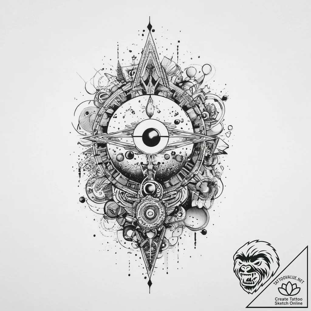 Tattoo sketch cosmic essence, concept art for... - tattoo sketch (№1756235046_0, 26.08.2025 19:04) — tattoovalue.net
