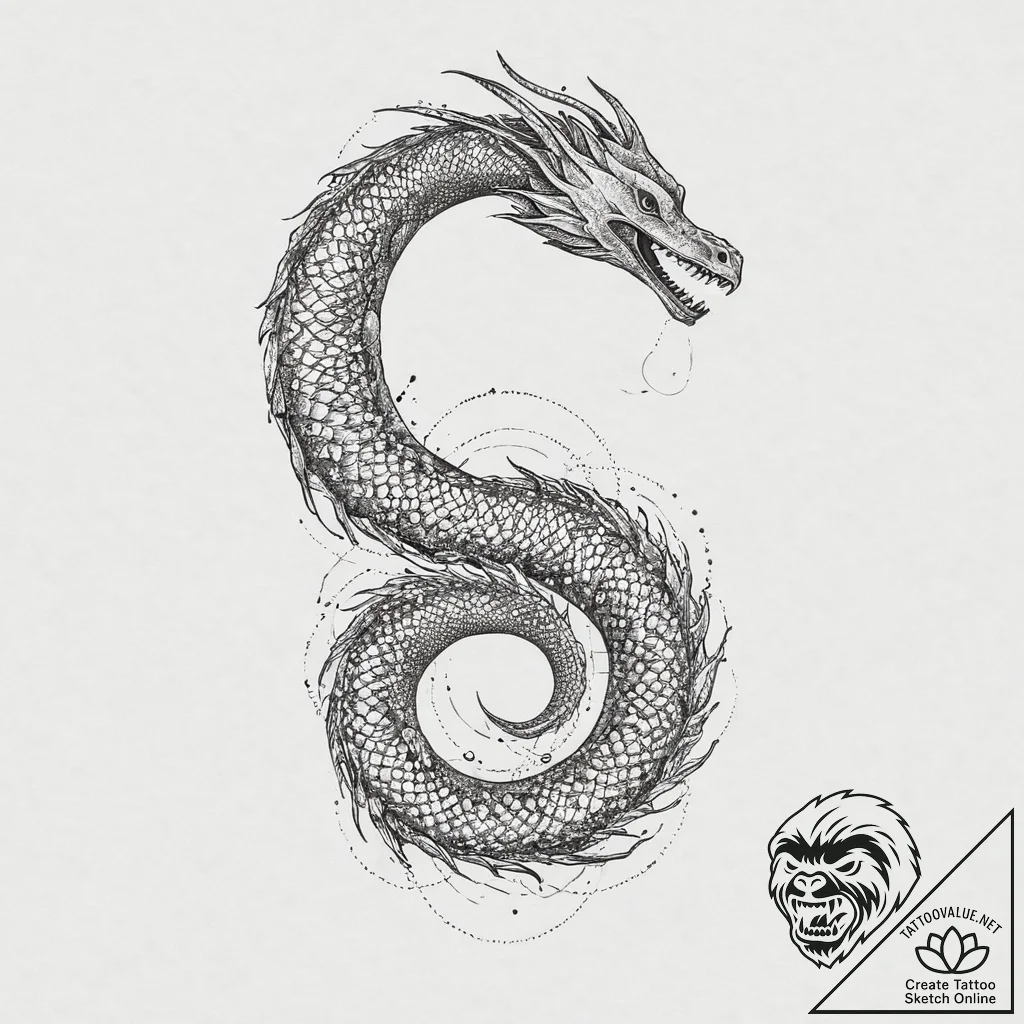 Tattoo sketch sea serpent, ink illustration f... - tattoo sketch (№1756235242_0, 26.08.2025 19:07) — tattoovalue.net