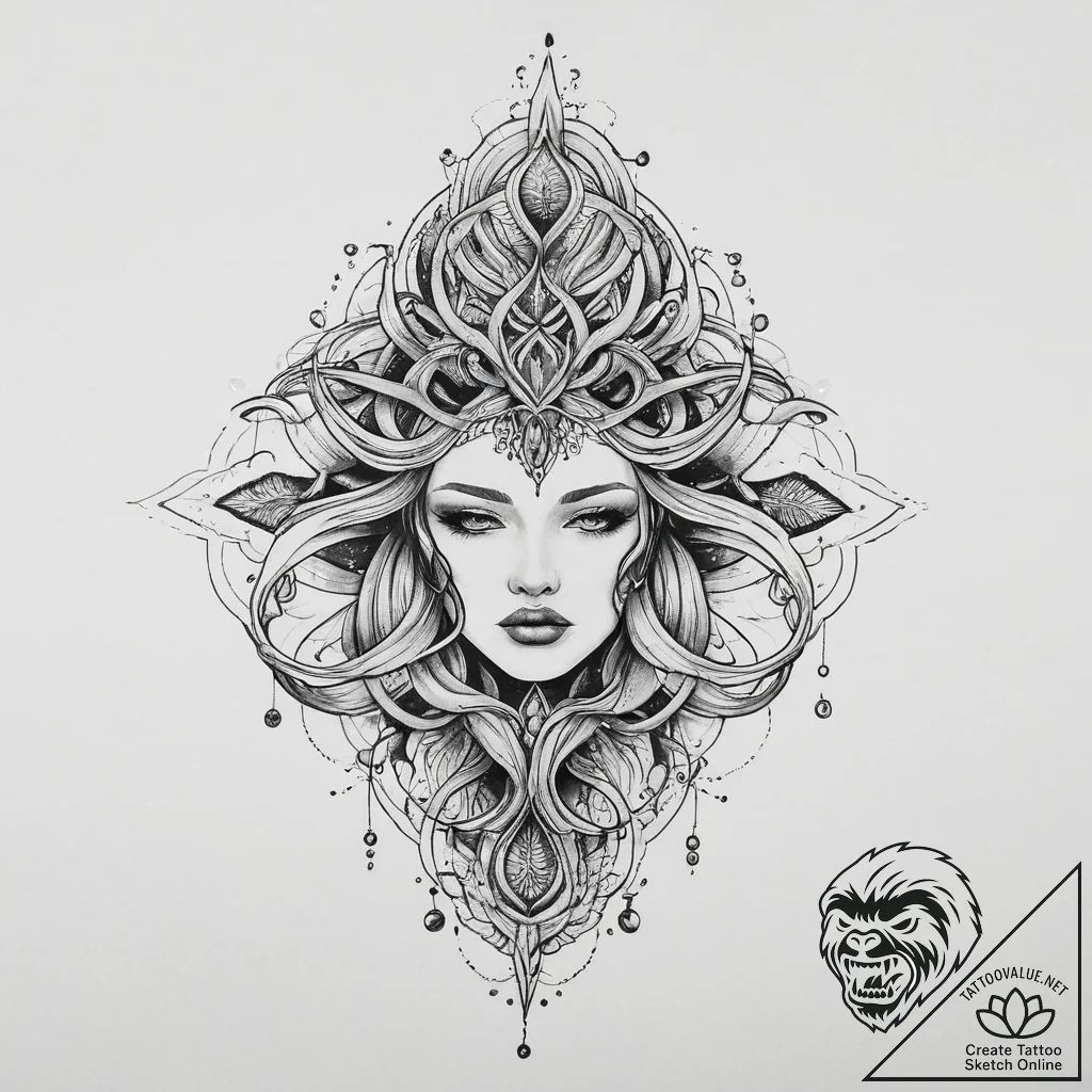 Tattoo sketch cosmic root, tattoo sketch desi... - tattoo sketch (№1756235440_0, 26.08.2025 19:10) — tattoovalue.net