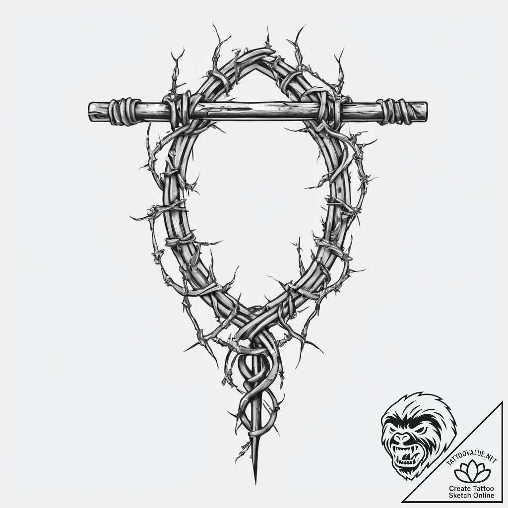 Tattoo sketch barbed wire on neck, concept ar... - tattoo sketch (№1756235643_0, 26.08.2025 19:14) — tattoovalue.net