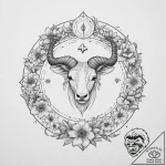 Tattoo sketch zodiac sign with flowers, tatto… – tattoo sketch (№1756236239_0, 26.08.2025 19:23) — tattoovalue.net