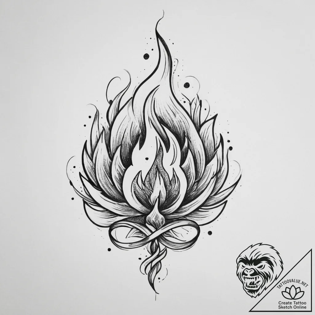Tattoo sketch fire - tattoo sketch (№1756236638_0, 26.08.2025 19:30) — tattoovalue.net