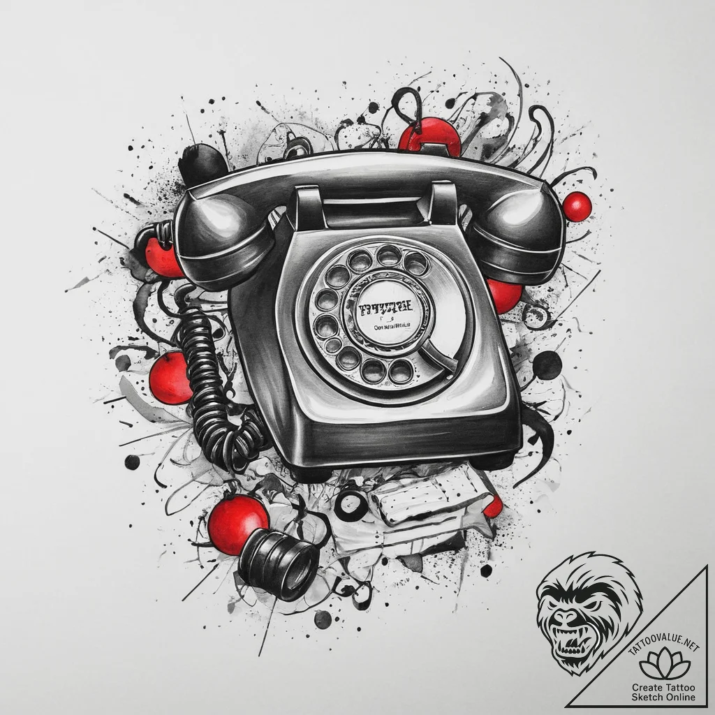 Tattoo sketch receptionist telephone and desk... - tattoo sketch (№1756236834_0, 26.08.2025 19:33) — tattoovalue.net