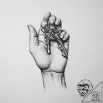 Tattoo sketch hands with a key – tattoo sketch (№1756237033_0, 26.08.2025 19:37) — tattoovalue.net