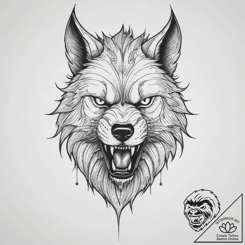 Tattoo sketch werewolf, ink illustration for... - tattoo sketch (№1756237626_0, 26.08.2025 19:47) — tattoovalue.net