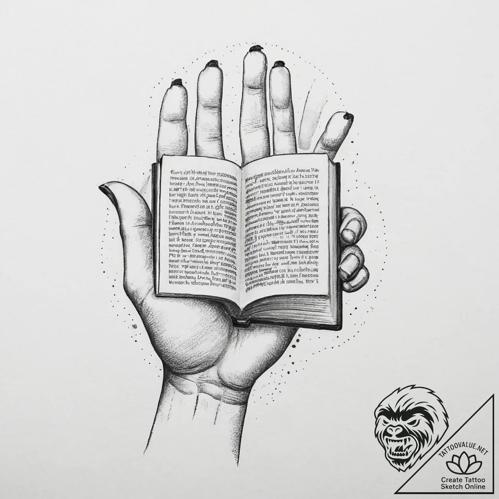 Tattoo sketch hands with a book, tattoo sketc... - tattoo sketch (№1756238417_0, 26.08.2025 20:00) — tattoovalue.net