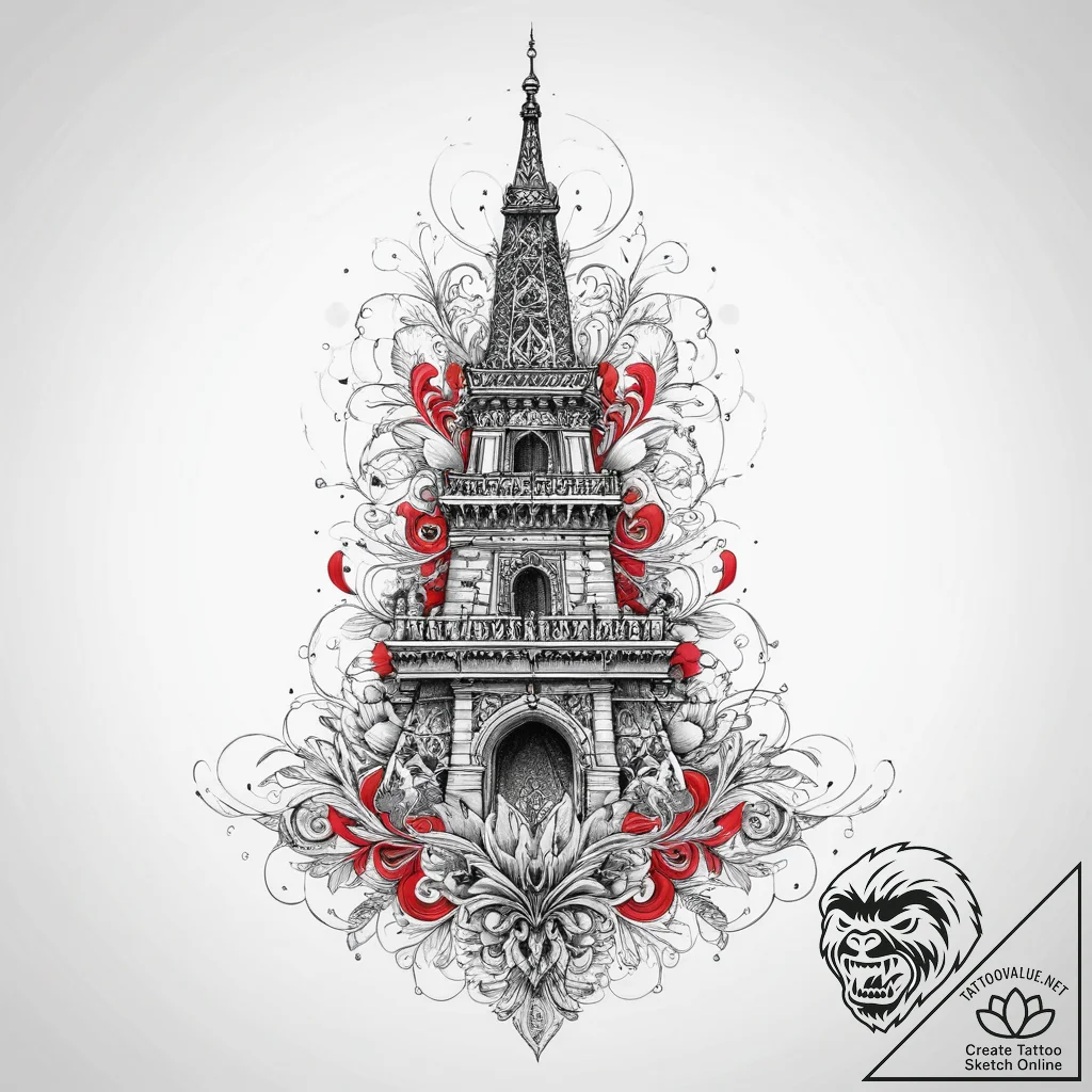 Tattoo sketch tower, tattoo drawing outline,... - tattoo sketch (№1756238813_0, 26.08.2025 20:06) — tattoovalue.net