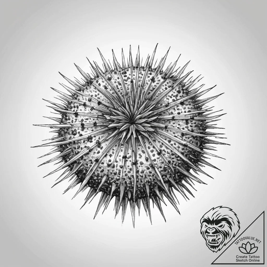 Tattoo sketch sea urchin, concept art for tat... - tattoo sketch (№1756239604_0, 26.08.2025 20:20) — tattoovalue.net