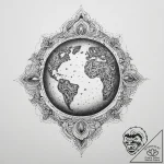 Tattoo sketch cosmic earth, tattoo line art,… – tattoo sketch (№1756243776_0, 26.08.2025 21:29) — tattoovalue.net