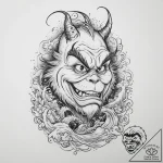 Tattoo sketch the grinch with a cry, ink illu… – tattoo sketch (№1756244769_0, 26.08.2025 21:46) — tattoovalue.net