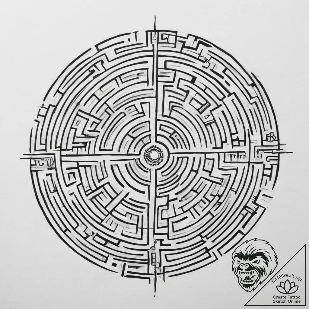Tattoo sketch labyrinth - tattoo sketch (№1756244967_0, 26.08.2025 21:49) — tattoovalue.net
