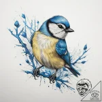 Tattoo sketch blue tit, tattoo flash sheet de… – tattoo sketch (№1756246948_0, 26.08.2025 22:22) — tattoovalue.net