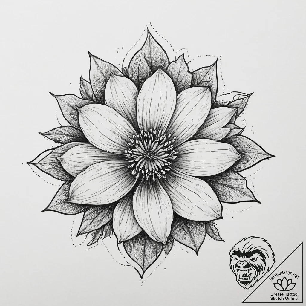 Tattoo sketch flannel flower, tattoo sketch d... - tattoo sketch (№1756247545_0, 26.08.2025 22:32) — tattoovalue.net