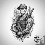Tattoo sketch soldier with a scissors, ink il… – tattoo sketch (№1756249533_0, 26.08.2025 23:05) — tattoovalue.net