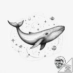 Tattoo sketch кит в космосе – tattoo sketch (№1756250743_0, 26.08.2025 23:25) — tattoovalue.net