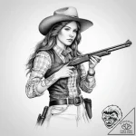 Tattoo sketch annie oakley with a rifle – tattoo sketch (№1756251152_0, 26.08.2025 23:32) — tattoovalue.net