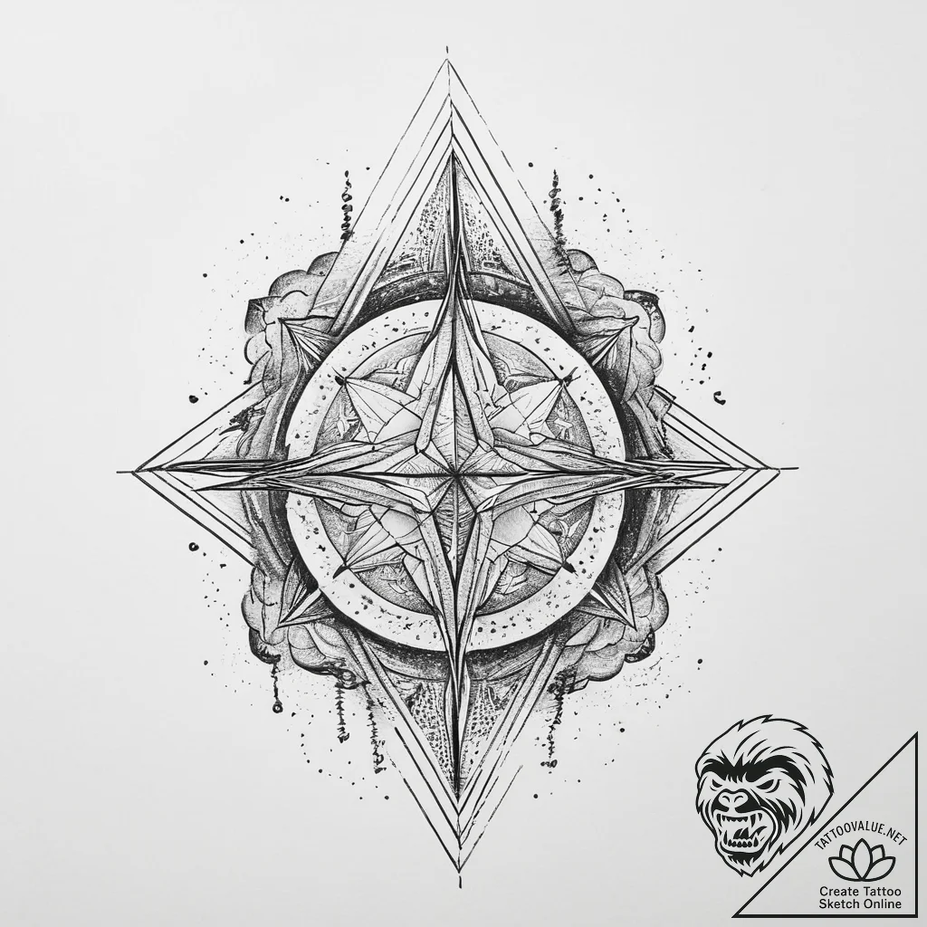 Tattoo sketch geometric galaxy, tattoo line a... - tattoo sketch (№1756252340_0, 26.08.2025 23:52) — tattoovalue.net