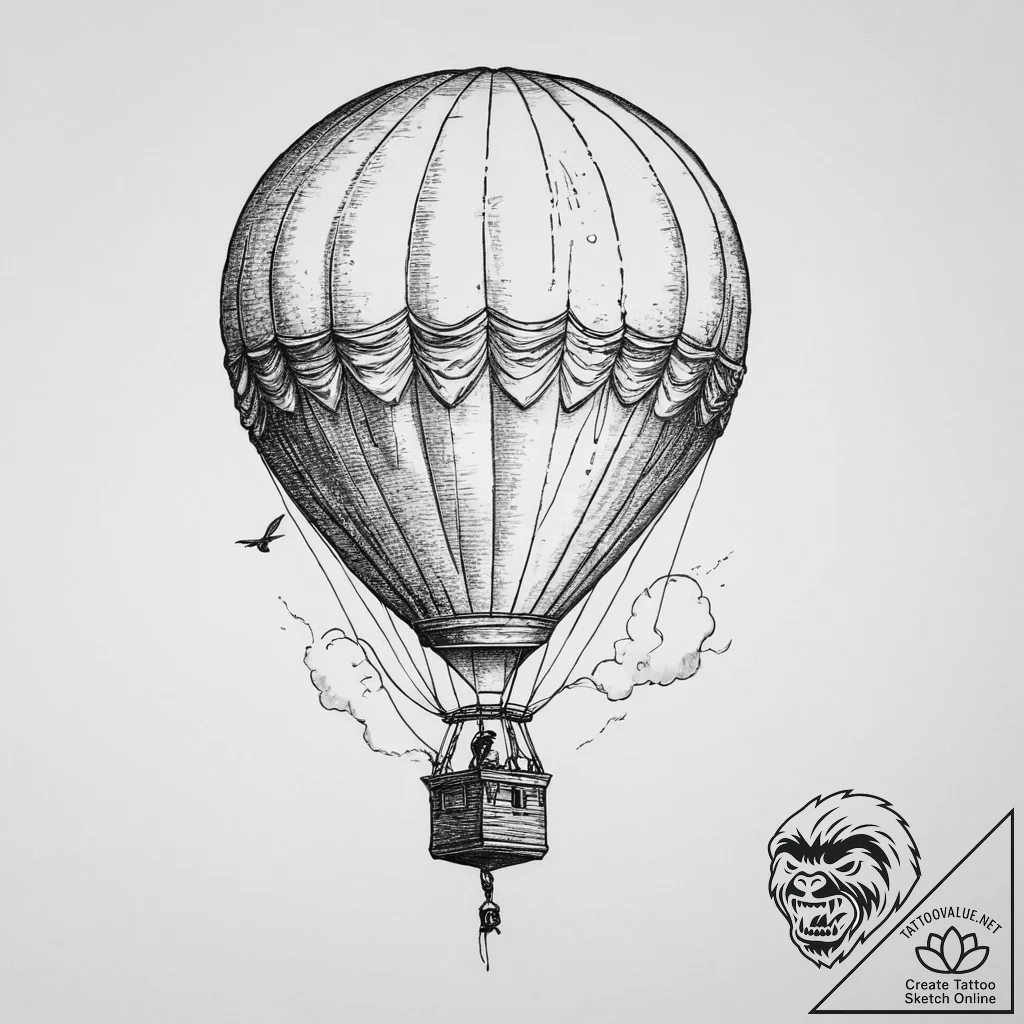 Tattoo sketch hot air ballooning a balloon in... - tattoo sketch (№1756253324_0, 27.08.2025 00:08) — tattoovalue.net