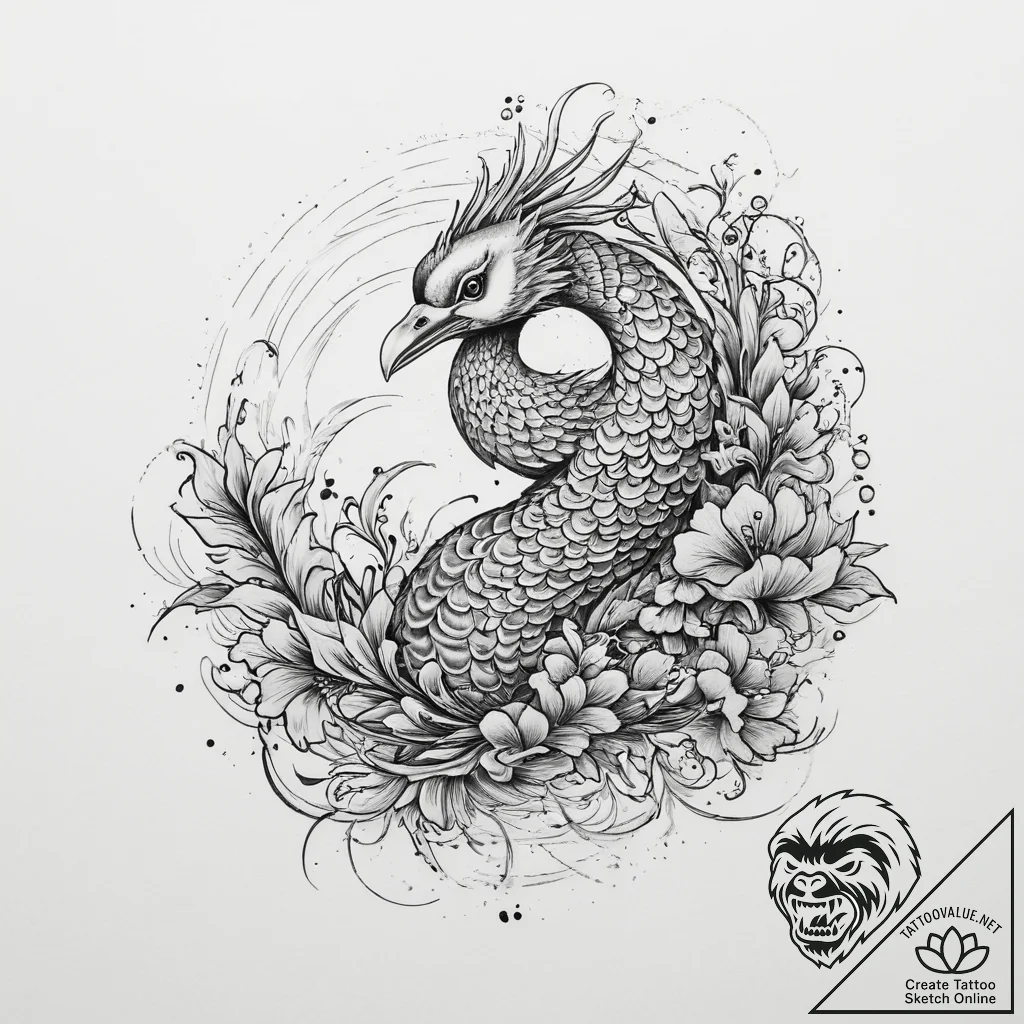 Tattoo sketch peacock tattoo, concept art for... - tattoo sketch (№1756253521_0, 27.08.2025 00:12) — tattoovalue.net
