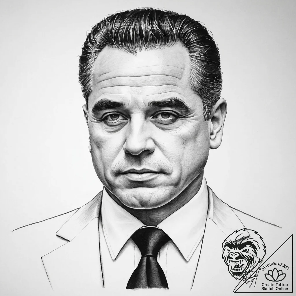 Tattoo sketch john gotti with a suit - tattoo sketch (№1756253719_0, 27.08.2025 00:15) — tattoovalue.net