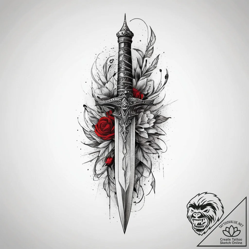Tattoo sketch dagger, artistic tattoo sketch,... - tattoo sketch (№1756253915_0, 27.08.2025 00:18) — tattoovalue.net