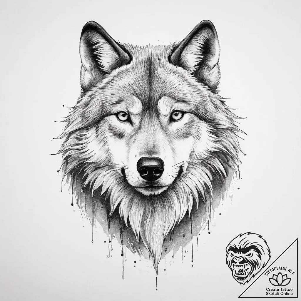 Tattoo sketch spirit animal wolf - tattoo sketch (№1756254113_0, 27.08.2025 00:21) — tattoovalue.net