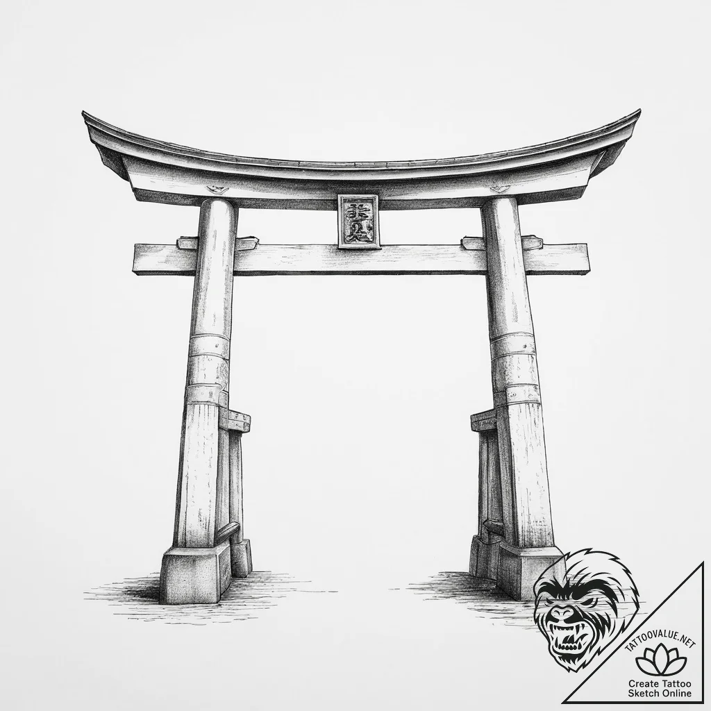 Tattoo sketch shinto torii gate, concept art... - tattoo sketch (№1756254903_0, 27.08.2025 00:35) — tattoovalue.net