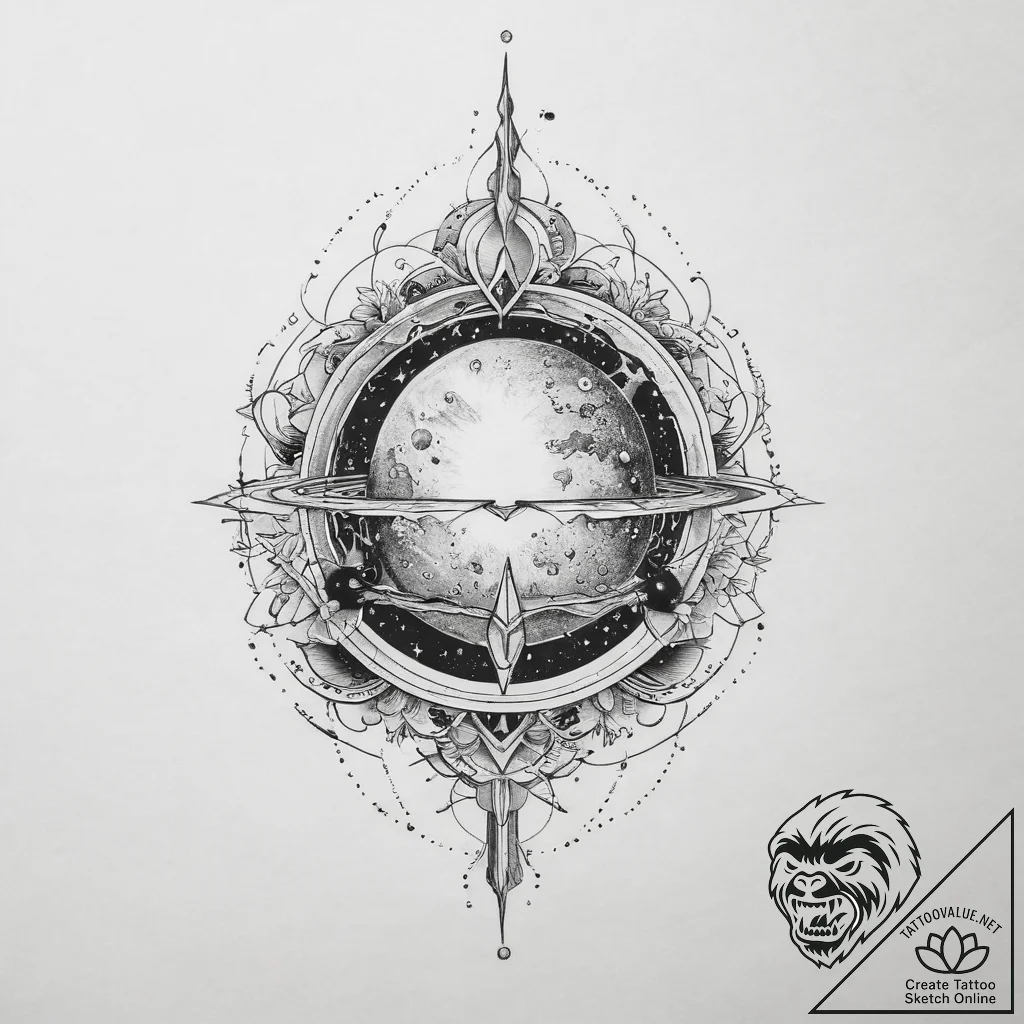 Tattoo sketch cosmic kingdom, tattoo drawing... - tattoo sketch (№1756255298_0, 27.08.2025 00:41) — tattoovalue.net